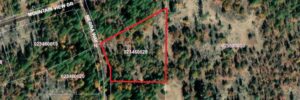 GIS aerial close-up of parcel 023-460-028-000 on Sierra Way, Fall River Mills area, Shasta County, CA — parcel boundary outlined in red