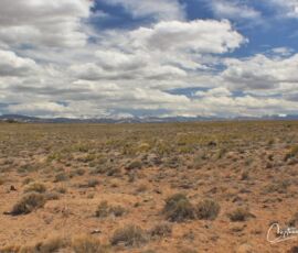 Wide San Luis Valley panorama with snow-capped Sangre de Cristo range from the parcel — Blanca, CO, APN 70302130