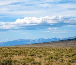 Area photo - broad San Luis Valley landscape with sagebrush flats and Sangre de Cristo Mountains spanning the horizon, near Blanca, CO