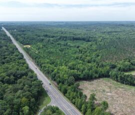 Aerial context view looking north along NC 14 showing paved road frontage and surrounding area, Reidsville NC (APNs 181763, 181764, 180667 Lot 1)