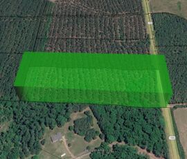 Google Earth 3D aerial view of Lot 6 — approximately 10.91 acres along Glendon-Carthage Rd, Carthage NC, showing wooded terrain and lot boundaries